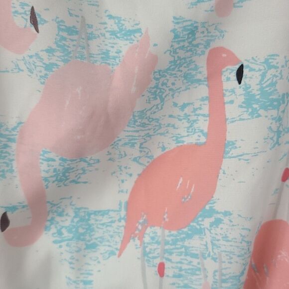 Francesca's Flamingo Romper White Keyhole Open Back L 10/12 Sleeveless le Kate - Picture 7 of 14